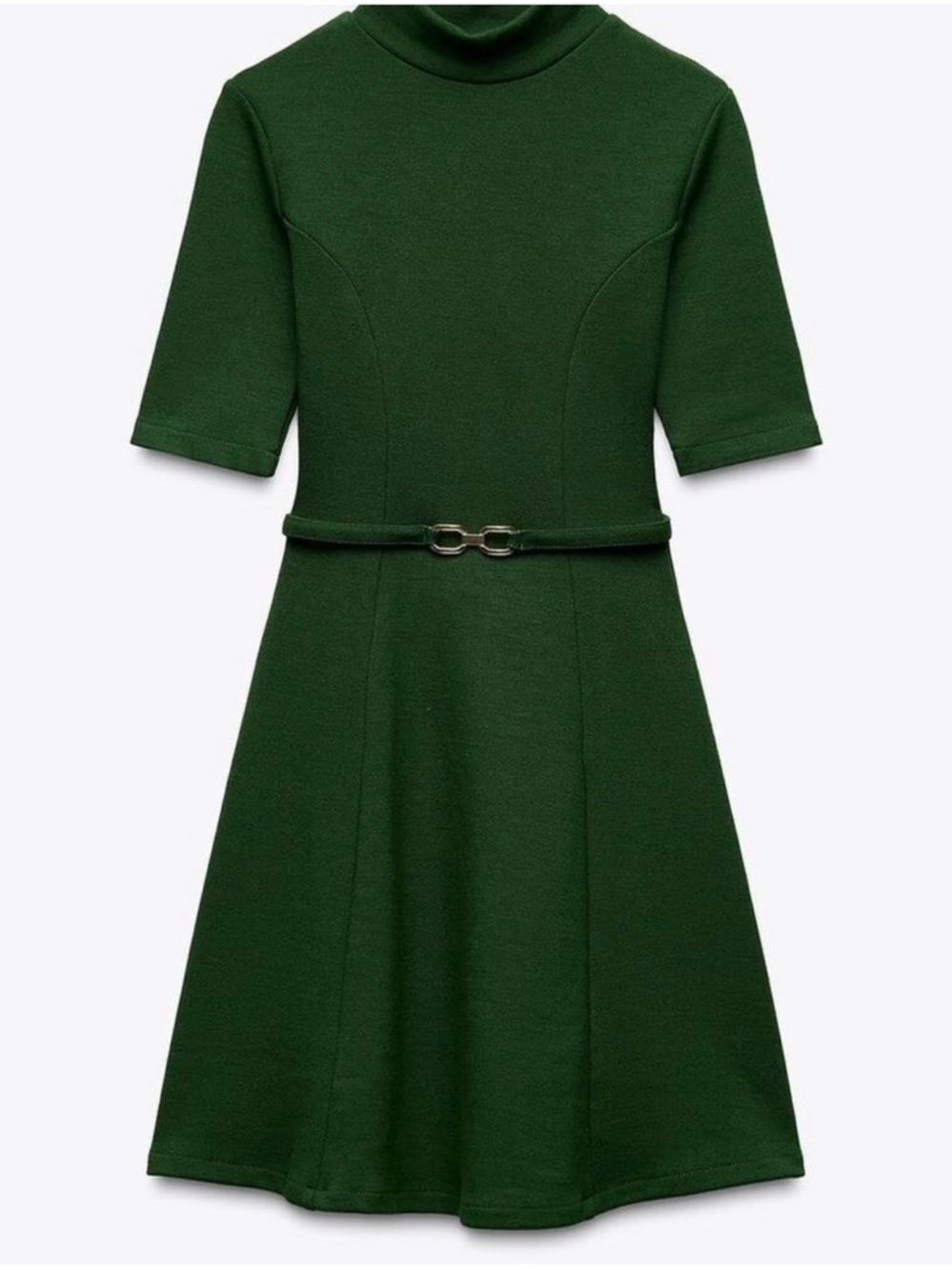 Zara Dark Green Turtleneck Knit Dress NWTS